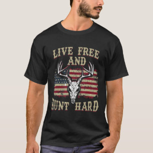 T-shirt Chasse Patriotique Vivante Libre Et Chasse Dur Usa