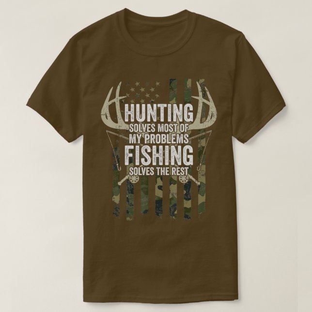 T-shirt Chasse résout la plupart de mes problèmes Pêcher l (Design devant)