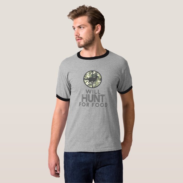 T-shirt Chassera pour des cerfs communs de nourriture dans (Devant entier)