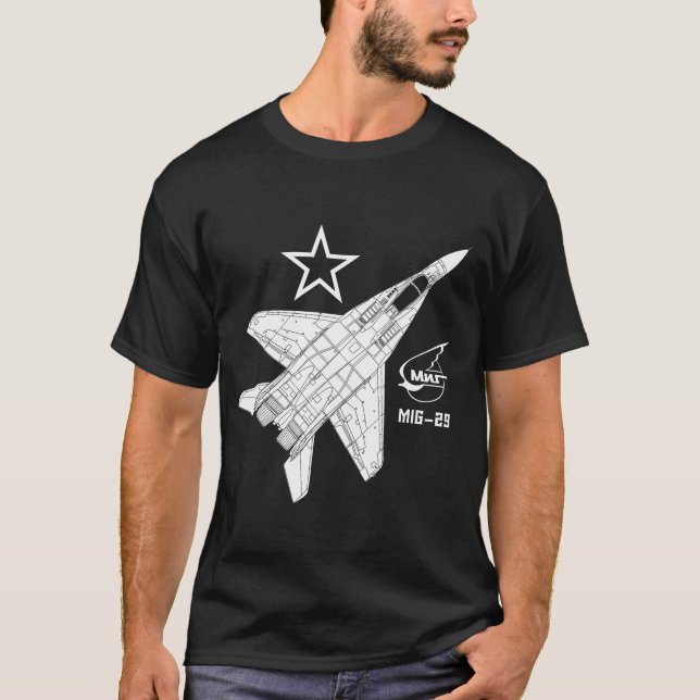T-shirt Chasseur à réaction russe du point d'appui Mig-29 (Devant)