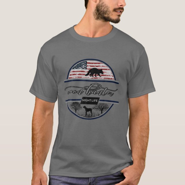 T-shirt Chasseur de coons - Vie nocturne - Chasse américai (Devant)