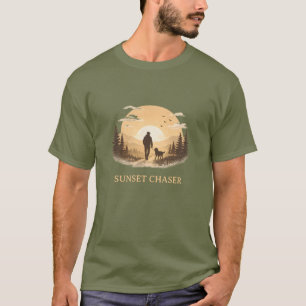 T-shirt Chasseur de Coucher de Soleil pour Chien