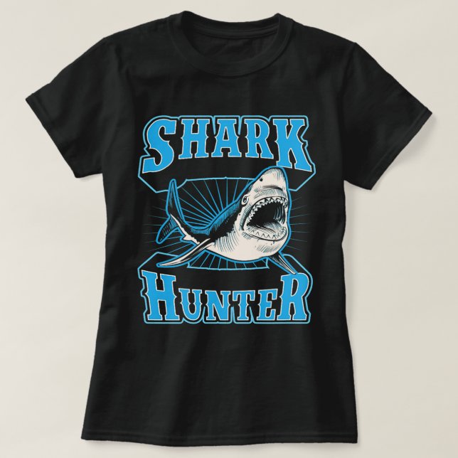 T-shirt Chasseur de requins drôle Meilleur eau de mer Pêch (Design devant)