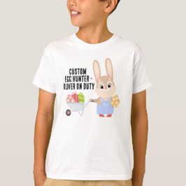 T-shirt Chasseur d'oeufs sur mesure de lapin de Pâques mig