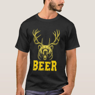 T-shirt Chasseur d'ours Amateur de Bière Drôle Cerf Chasse