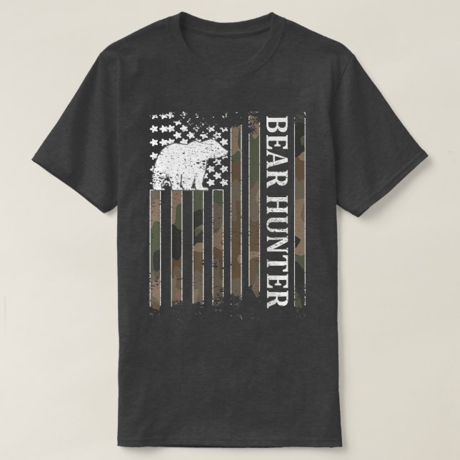 T-shirt Chasseur d'ours Drapeau américain Chasse d'ours Lo (Design devant)