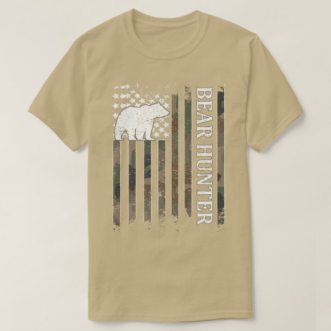 T-shirt Chasseur d'ours Drapeau américain Chasse d'ours Pr (Design devant)