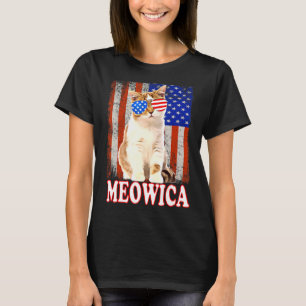 T-shirt Chat 4 juillet Meowica Merica États-Unis Drapeau a