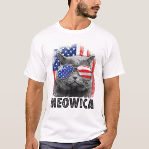 T-shirt Chat 4 juillet Meowica Merica Hommes Américaines
