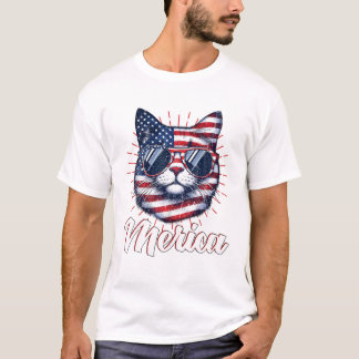 T-shirt Chat 4 juillet patriotique