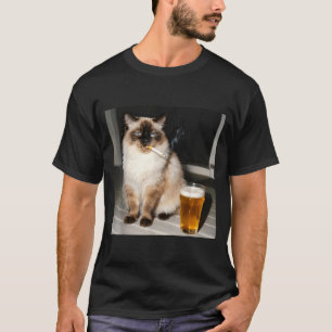 T-shirt Chat à cigarette drôle Ragdoll Cat Kitten Fumeur A