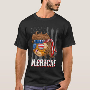 T-shirt Chat à la coupe mullet du 4 juillet Merica Meowic