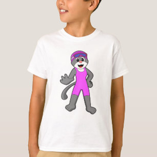 T-shirt Chat à la natation avec maillot de bain