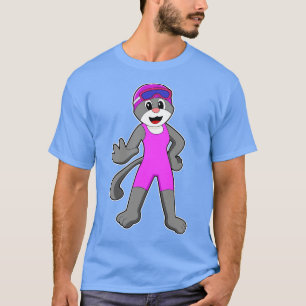 T-shirt Chat à la natation avec maillot de bain
