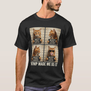 T-shirt Chat à l'herbe à chat Mugshot pour amateurs de cha