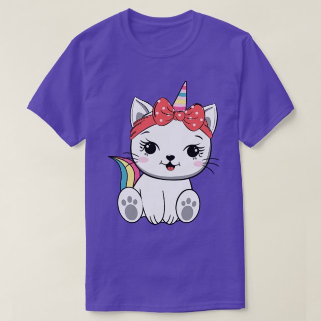 T-shirt Chat à licorne mignonne (Design devant)