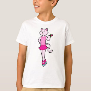 T-shirt Chat à Patinage sur glace avec Fleur