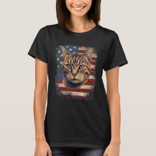 T-shirt Chat à poil court colorpoint drapeau américain 4 j
