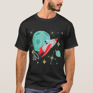 T-shirt Chat à Rocket Atomique amusant Mid-Century Chat Fu