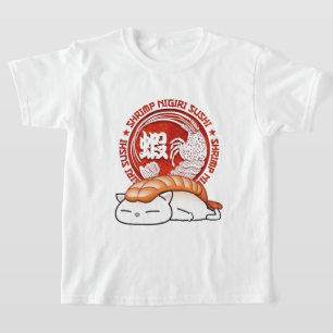 T-shirt Chat à sushi aux crevettes Ebi
