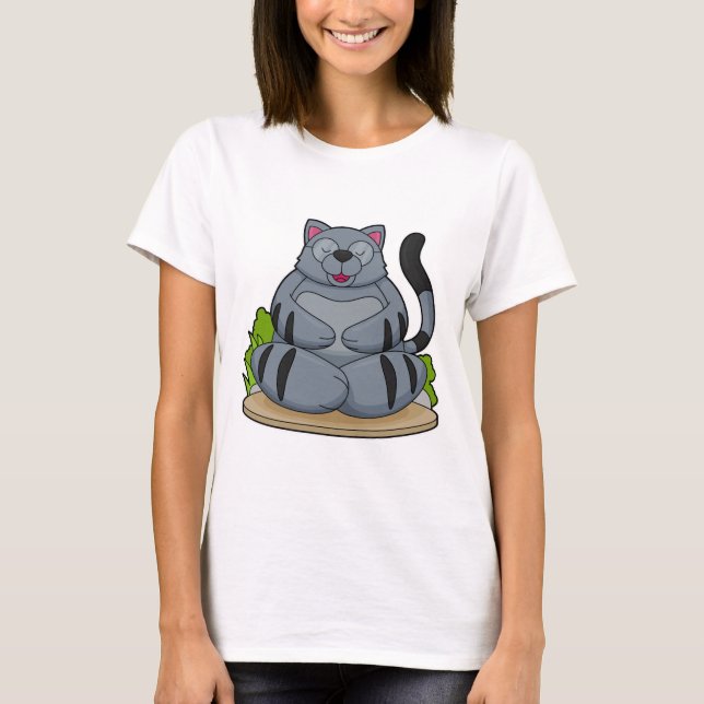 T-shirt Chat à Yoga Fitness (Devant)