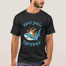 Chat adorable et requin. Meilleurs Pals Pour Toujo