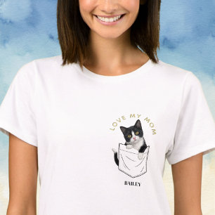 T-shirt Chat Adorable Smoking en Pochette Nom Personnalisé