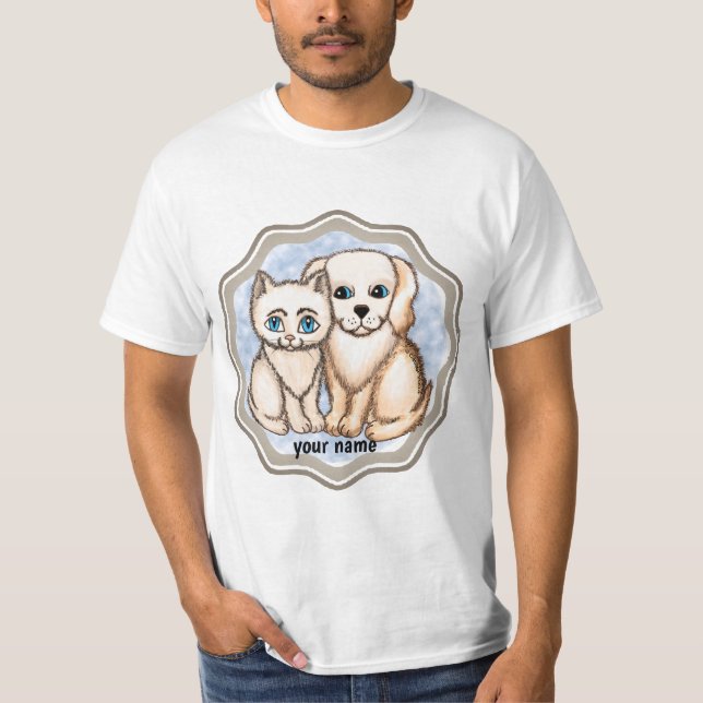 T-shirt Chat aime le chien (Devant)