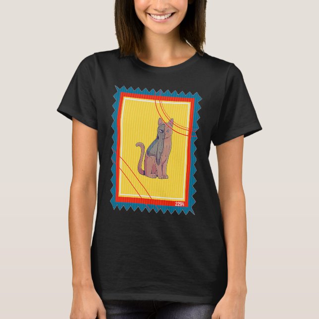 T-shirt Chat Alien de l'Espace Timbre-Poste (Devant)