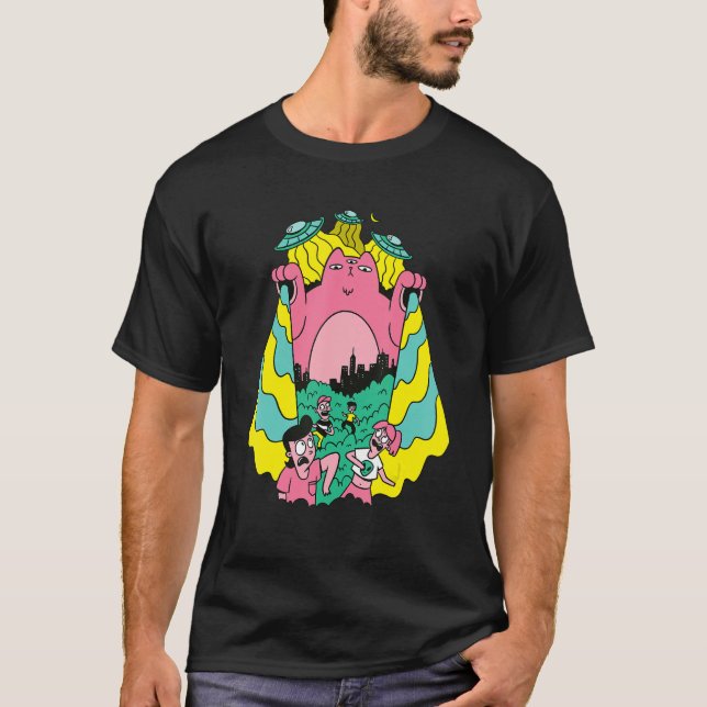 T-shirt Chat Alien Enlevant Des Gens En Dehors (Devant)