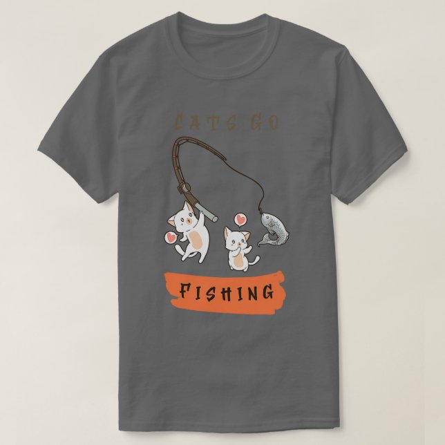 T-shirt Chat Aller pêcher 1 (Design devant)