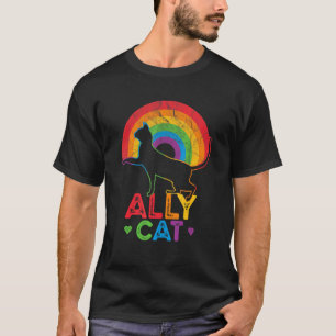 T-shirt Chat allié Fierté LGBT Chat allié avec arc-en-ciel