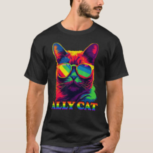 T-shirt Chat allié LGBT Fierté gay Drapeau arc-en-ciel LGB