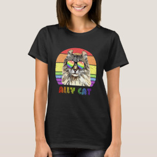 T-shirt Chat allié LGBTQ drapeau arc-en-ciel de fierté gay