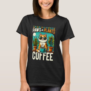 T-shirt Chat amateur de café et passionné de plantes et fé