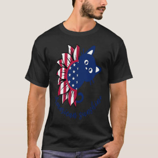 T-shirt Chat américain au soleil et chat tournesol Drapeau
