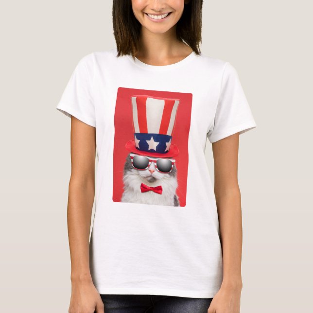 T-shirt Chat américain patriotique (Devant)