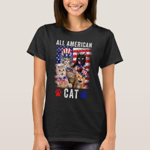 T-shirt Chat américain tout le 4 juillet Merica Chat amér
