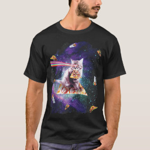 T-shirt Chat amusant Arc-en-ciel Laser yeux équitation Piz