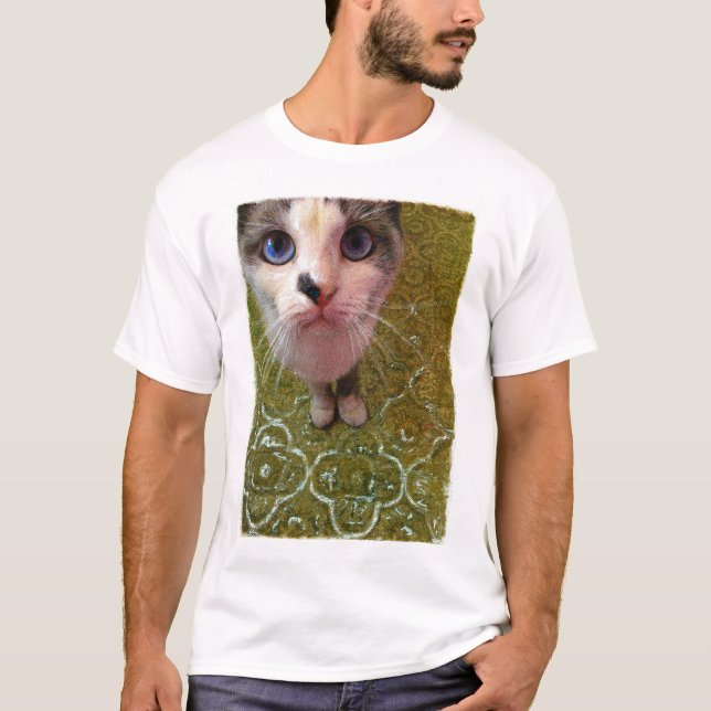 T-shirt Chat amusant dans la cuisine Photo / Dessin d'oeuv (Devant)