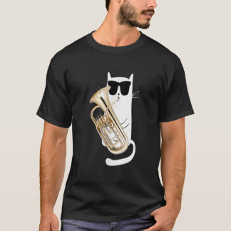 T-shirt Chat amusant portant des lunettes de soleil Jouant
