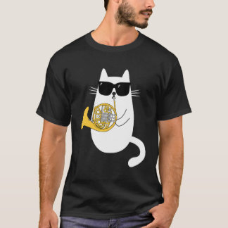T-shirt Chat amusant Portant des lunettes de soleil Jouer