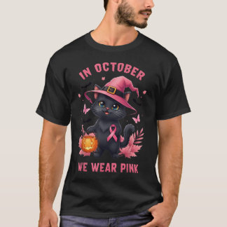 T-shirt Chat Amusant Ruban Rose En Octobre Nous Portons Le