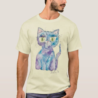 T-shirt Chat aquarelle fou