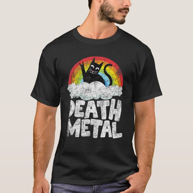 T-shirt Chat Arc-en-ciel Bande métallique lourde Enfants G (Devant)
