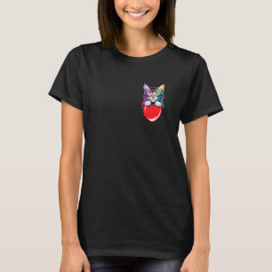 T-shirt Chat Arc-en-Ciel Enlaçant un Cœur, Amour de Valent