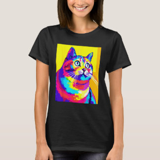T-shirt Chat arc-en-ciel gras
