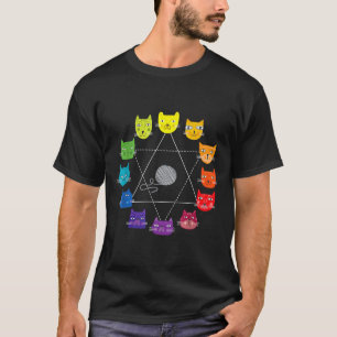 T-shirt Chat Artiste Thématique Couleur Roue Éducation Art
