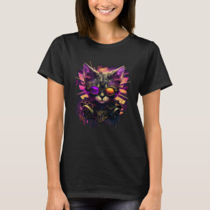 T-shirt Chat artistique et hipster Chat coloré cool avec