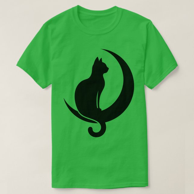 T-shirt Chat assis sur la lune du croissant (Design devant)